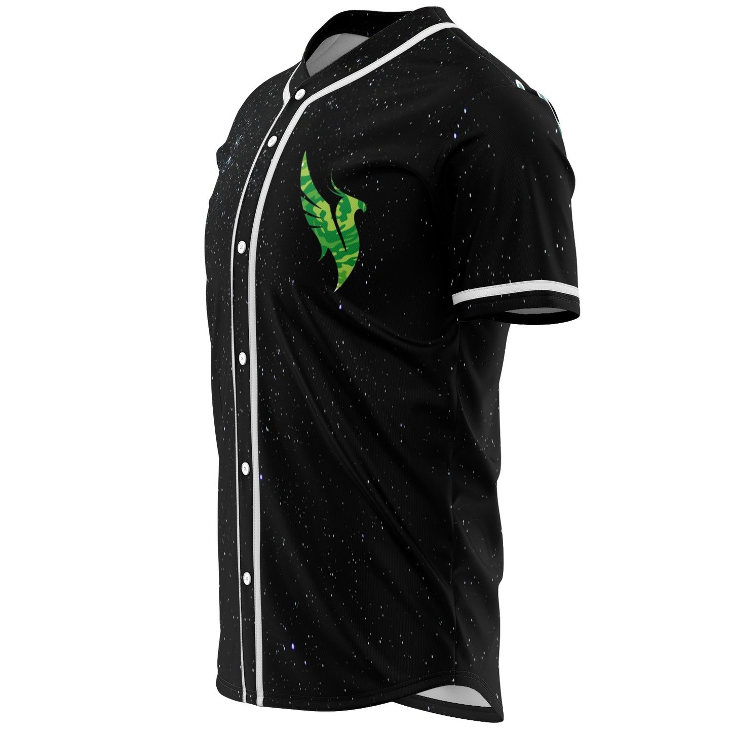 Black Starry Green Flame Rave Baseball Jersey