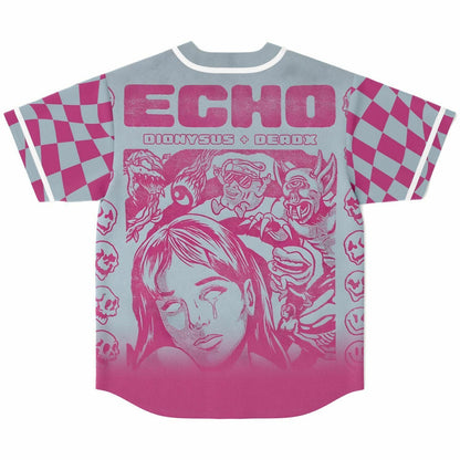 Dionysus Pink Warped Checkerboard Rave Baseball Jersey