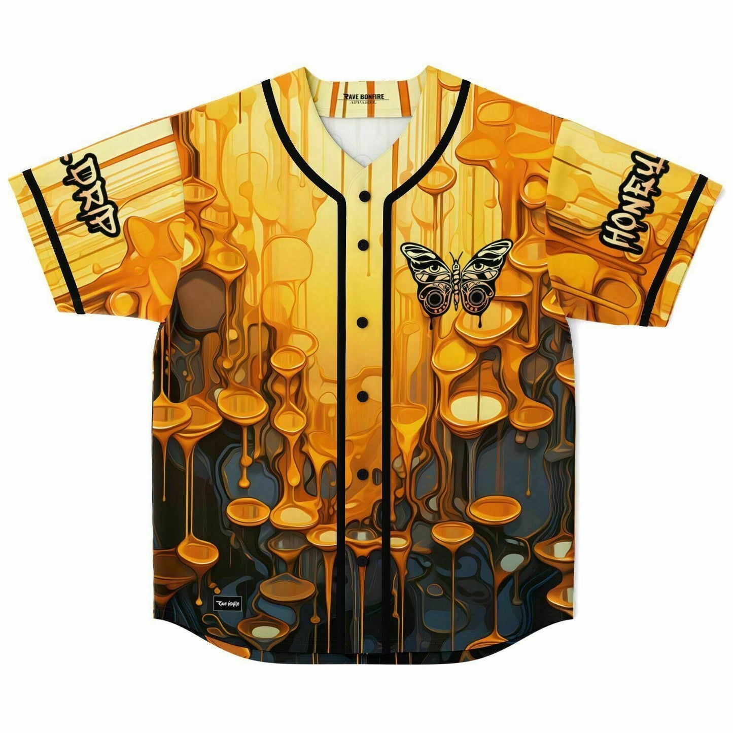 Wreckno Golden Yellow Dripping Honey Rave Baseball Jersey