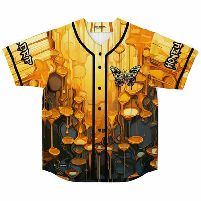 Wreckno Golden Yellow Dripping Honey Rave Baseball Jersey