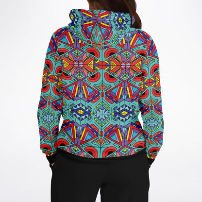 Teal Kaleidoscope Doodle Rave Hoodie