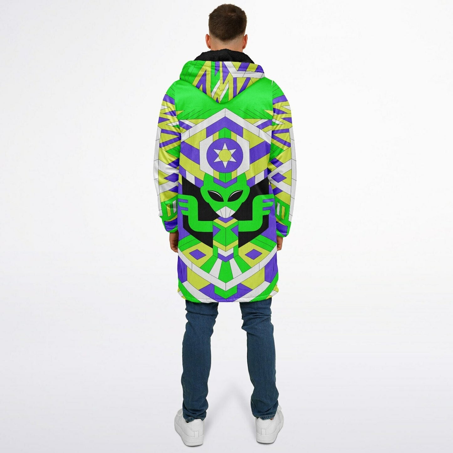 Neon Green Geometric Alien Rave Cloak