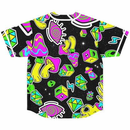 Black Psychedelic Sticker Rave Baseball Jersey