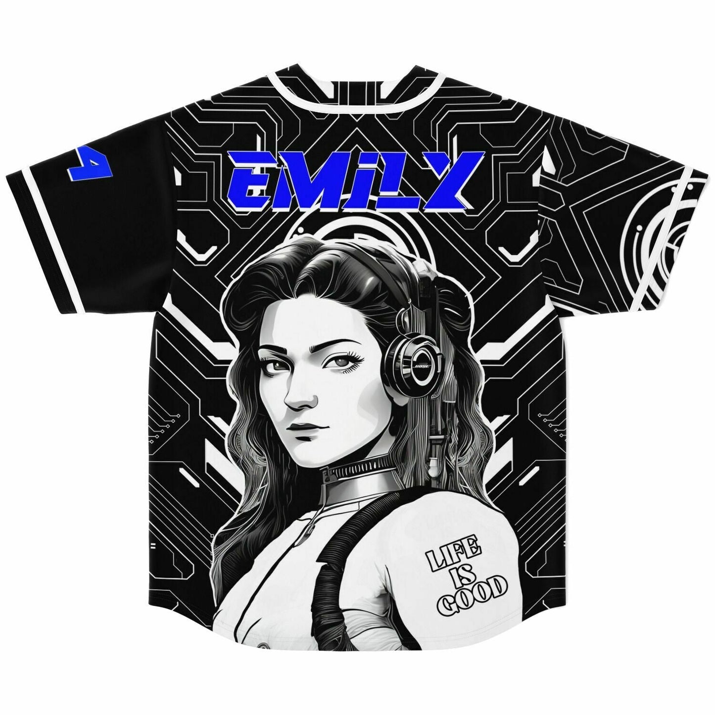 Black White Cyber Circuit Rave Baseball Jersey