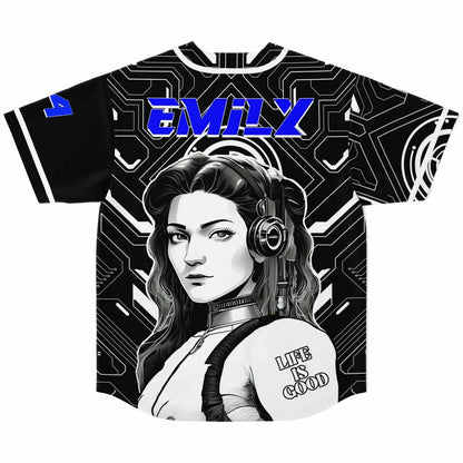 Black White Cyber Circuit Rave Baseball Jersey