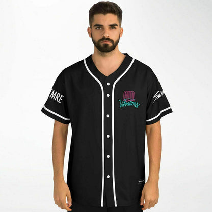 GUD Vibrations Black Body Neon Label Rave Baseball Jersey