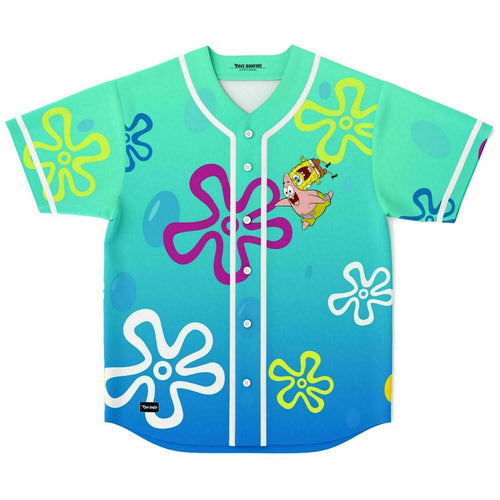Teal Undersea Flower Rave Baseball Jersey