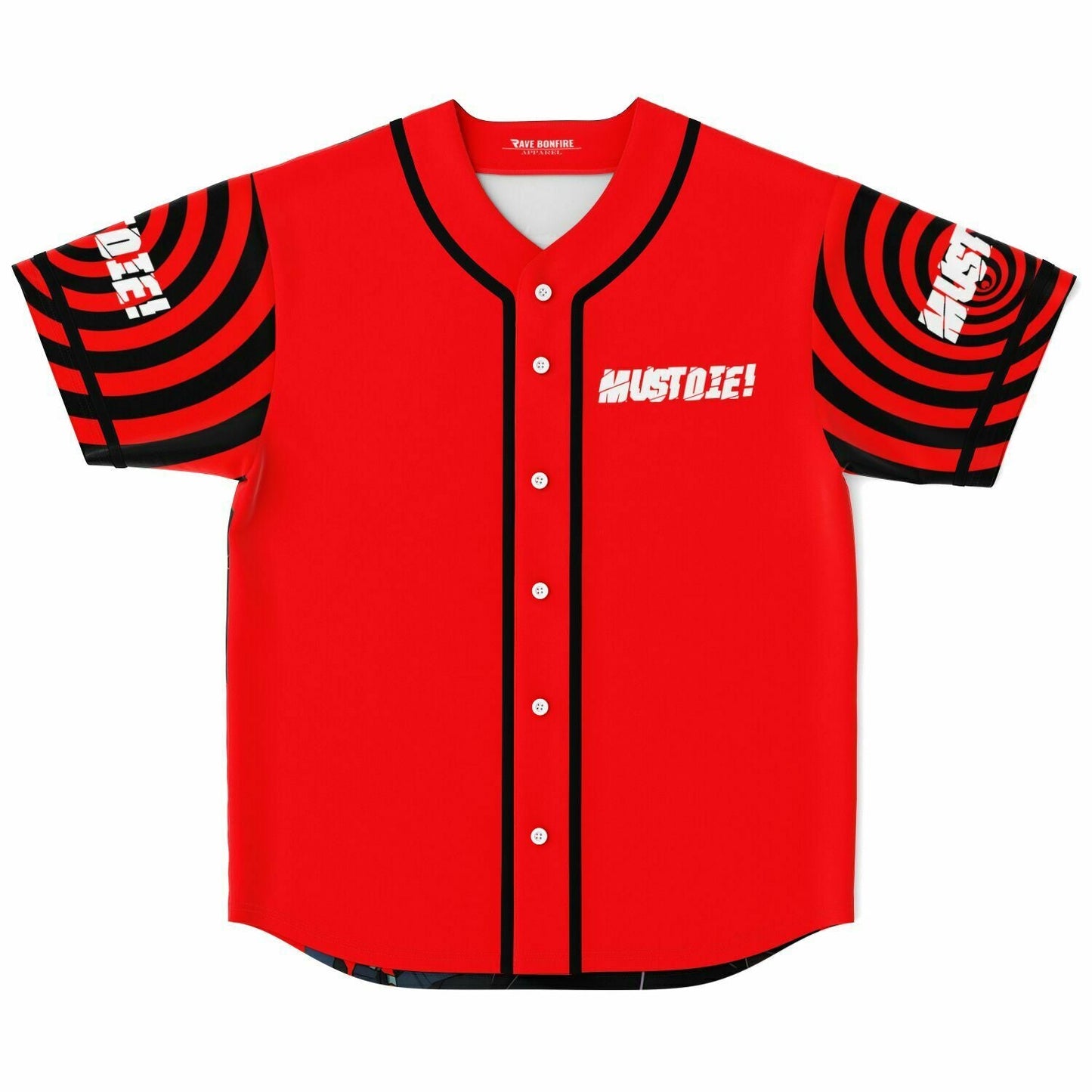 MUST DIE! Red Wordmark Logo Rave Baseball Jersey
