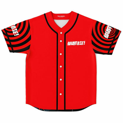 MUST DIE! Red Wordmark Logo Rave Baseball Jersey