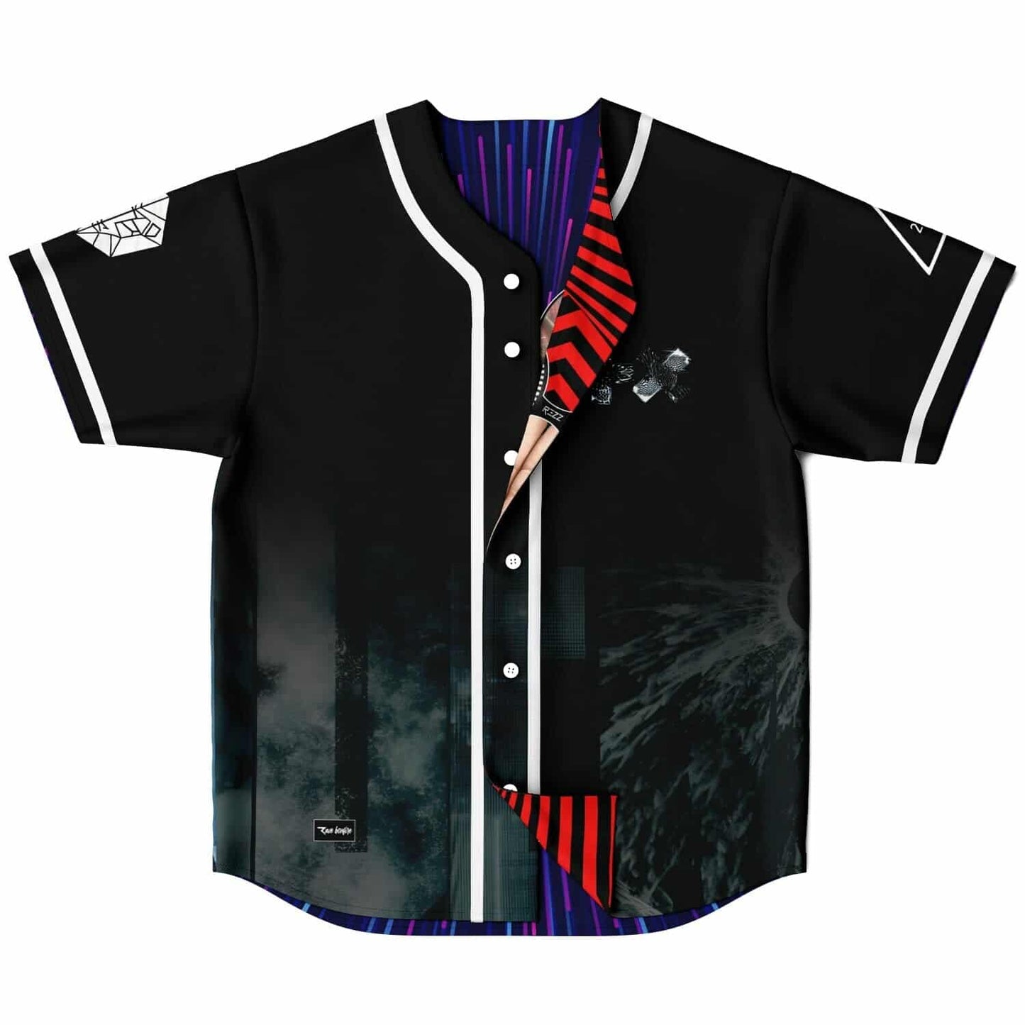 Red Hypnotic Spiral Op-Art Reversible Baseball Jersey