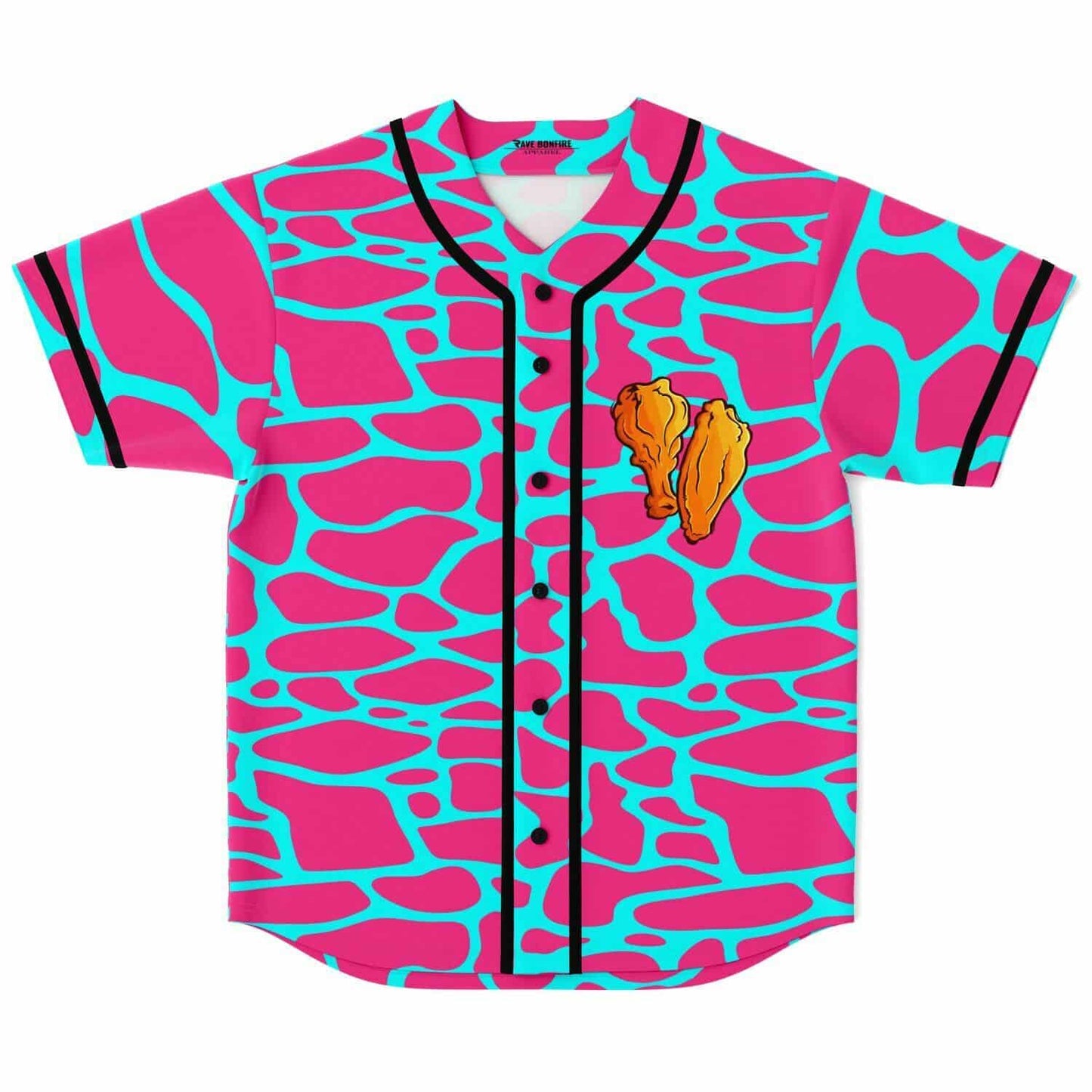 Hot Pink Cartoon Fried Rave Baseball Jersey