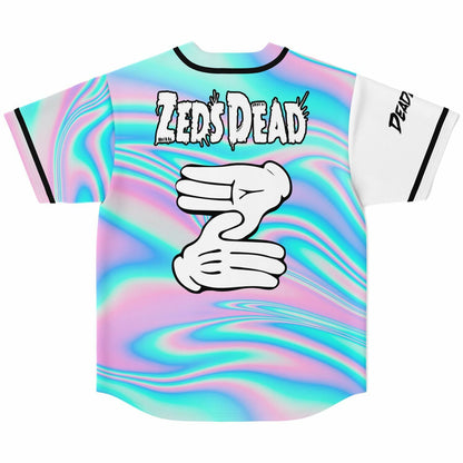 Zeds Dead White Iridescent Oil Rave Baseball Jersey