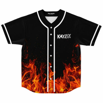 Kayzo Black Rising Flames Rave Baseball Jersey