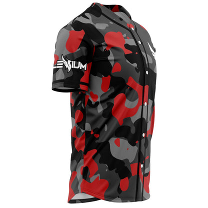 Red Camouflage Rave Baseball Jersey