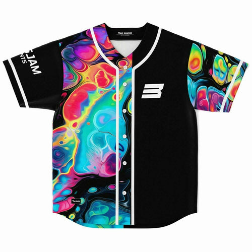 Black Abstract Liquid Rave Baseball Jersey