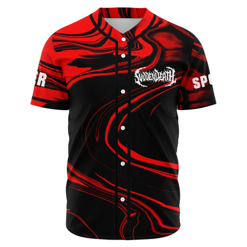 Svdden Death Red Black Swirling Rave Baseball Jersey