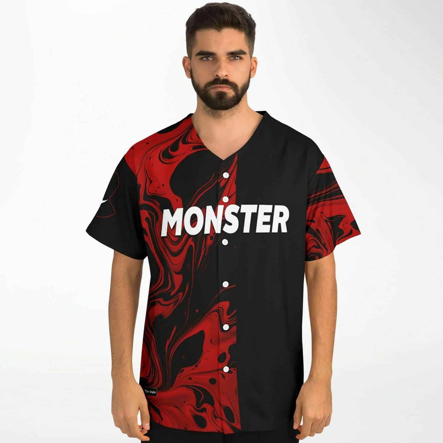 Black Red Liquid Rave Baseball Jersey