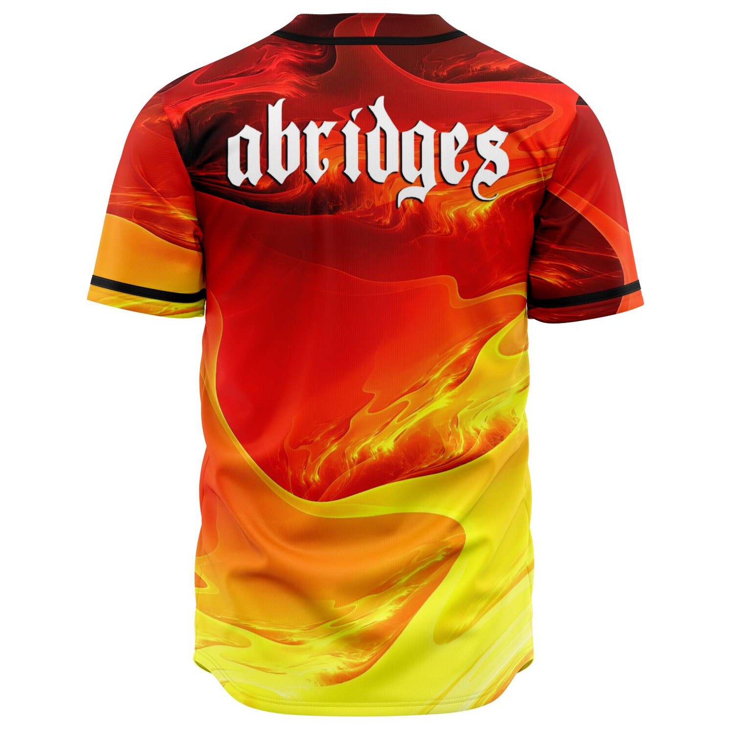 abridges Fiery Red Swirling Fire Rave Baseball Jersey