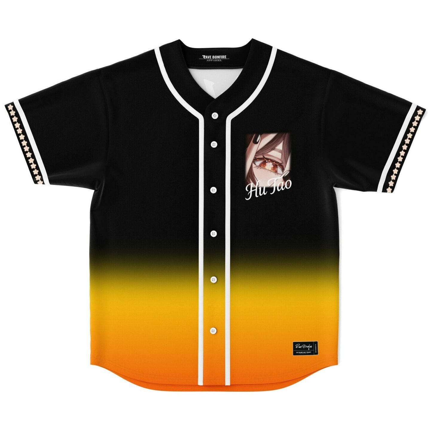 Black Orange Anime Girl Rave Baseball Jersey