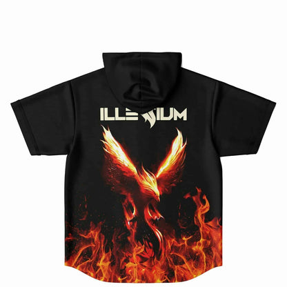 Illenium Black Flaming Phoenix Rave Hooded Baseball Jersey