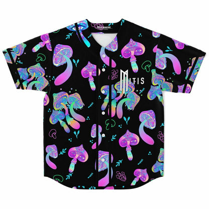 MitiS Black Psychedelic Glowing Rave Baseball Jersey