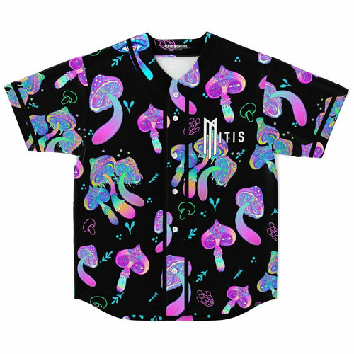 MitiS Black Psychedelic Glowing Rave Baseball Jersey