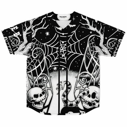 Black White Halloween Scene Rave Baseball Jersey