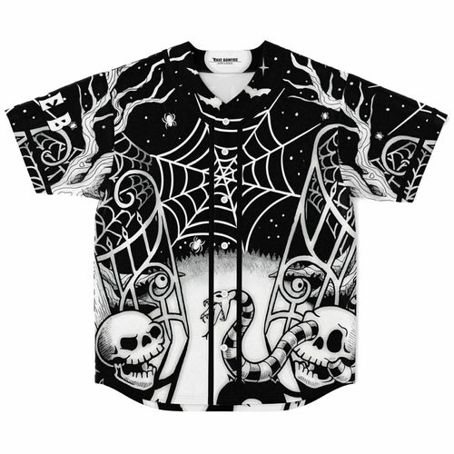 Black White Halloween Scene Rave Baseball Jersey