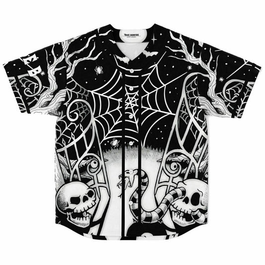 Black White Halloween Scene Rave Baseball Jersey