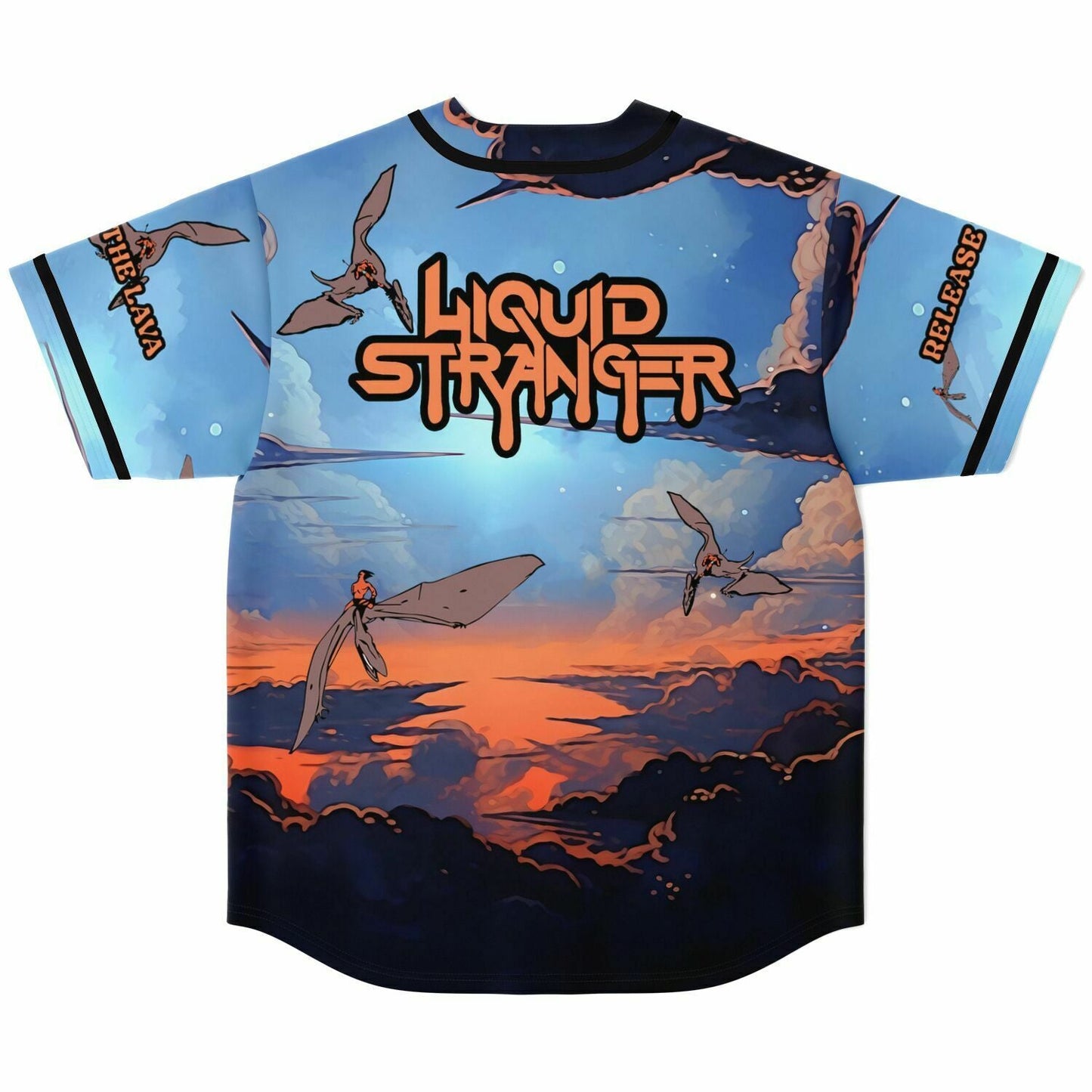 Liquid Stranger Blue Sky Pteranodons Rave Baseball Jersey