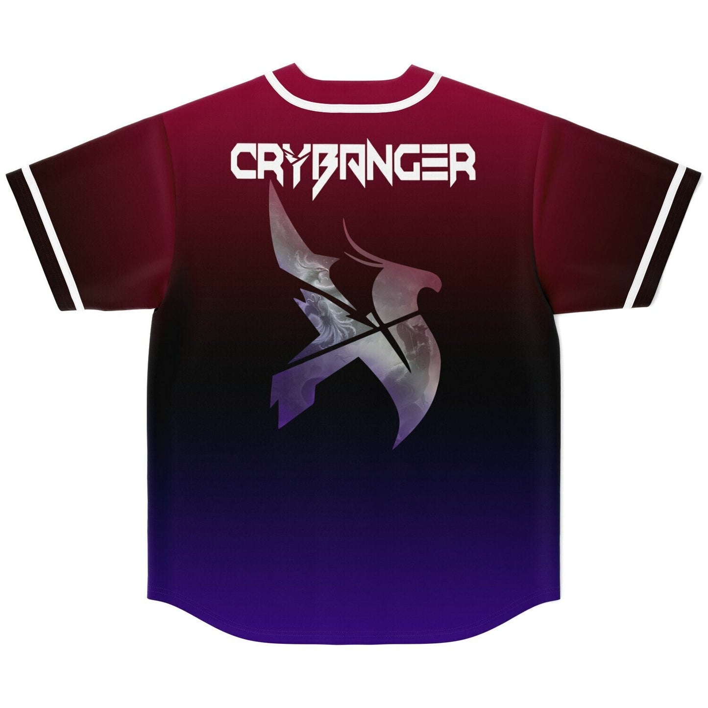 Crybanger Dark Maroon Stylized Bird Rave Baseball Jersey