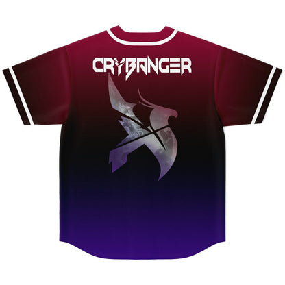 Crybanger Dark Maroon Stylized Bird Rave Baseball Jersey