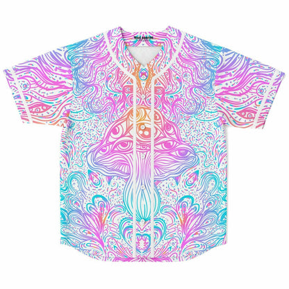 White Psychedelic Mushrooms Rave Baseball Jersey