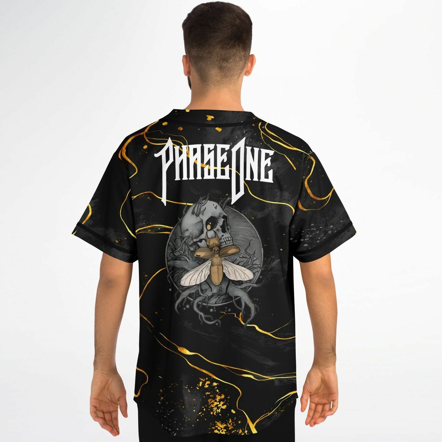 PhaseOne Black Charcoal Marble Rave Baseball Jersey