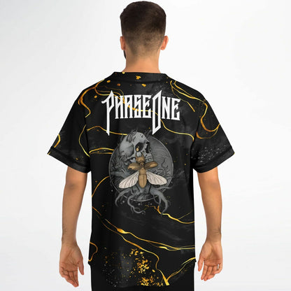 PhaseOne Black Charcoal Marble Rave Baseball Jersey