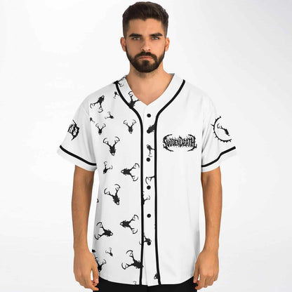 SVDDEN DEATH White Repeating Deer Rave Baseball Jersey