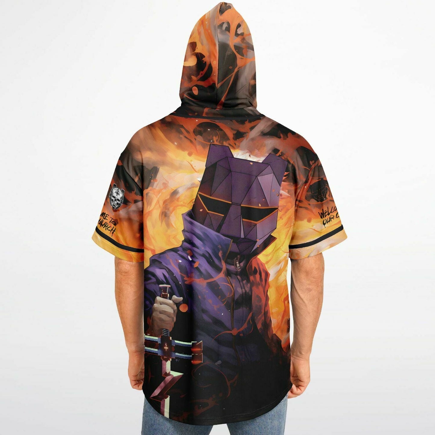 Black Tiger Sex Machine Burning Fire Rave Hooded Baseball Jersey
