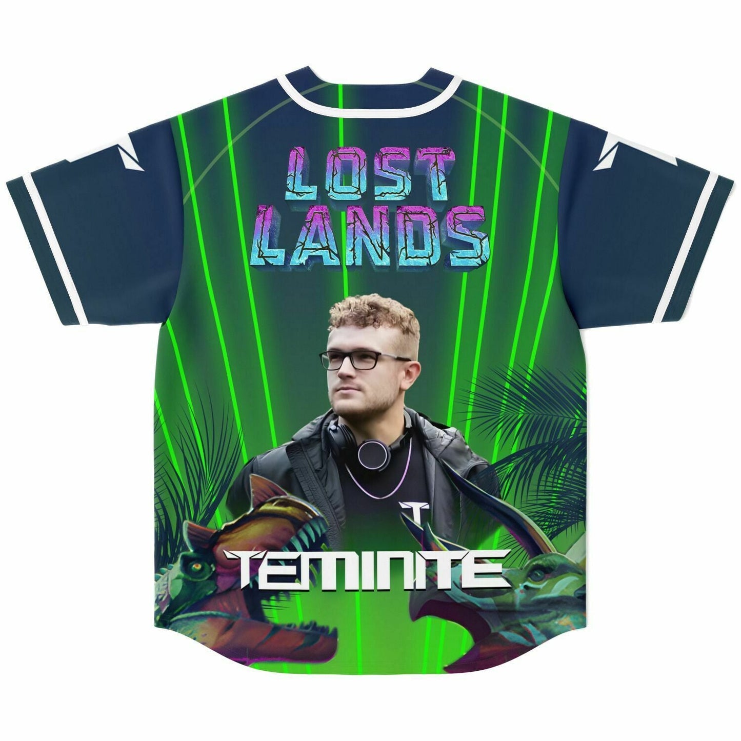 Teminite Navy Green Gradient Body Rave Baseball Jersey