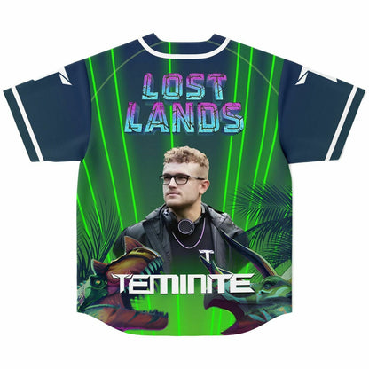 Teminite Navy Green Gradient Body Rave Baseball Jersey