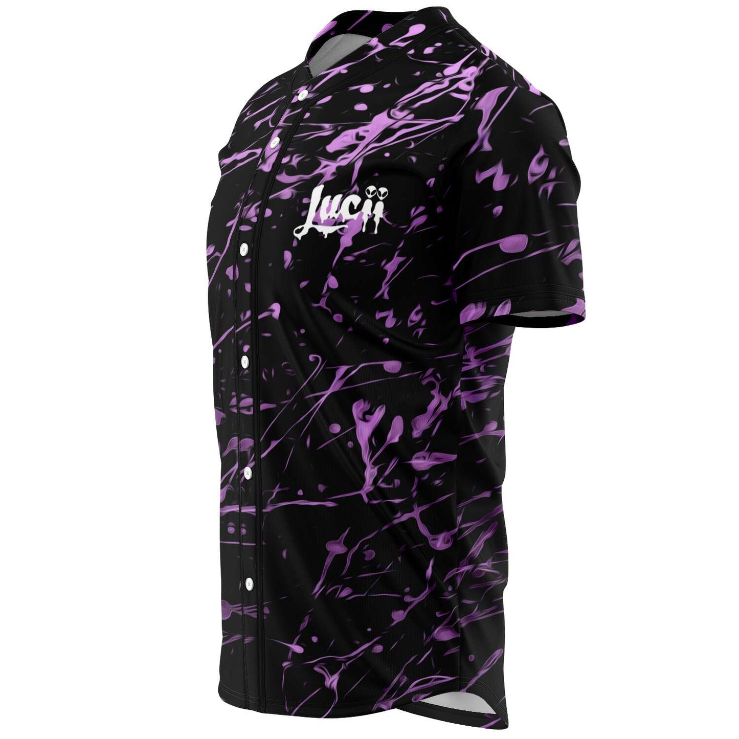 Lucii Black Purple Paint Rave Baseball Jersey