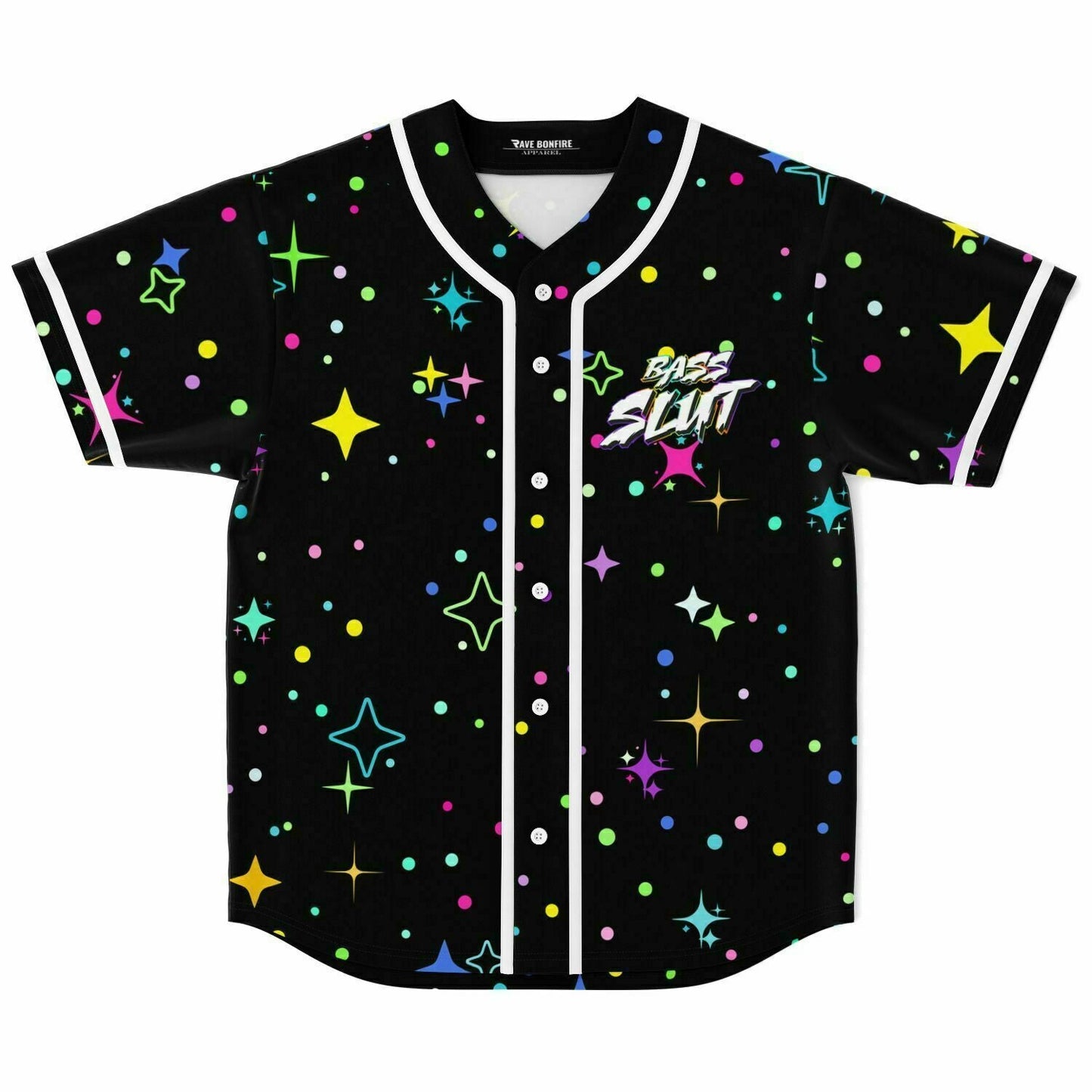 Black Scattered Colorful Rave Baseball Jersey