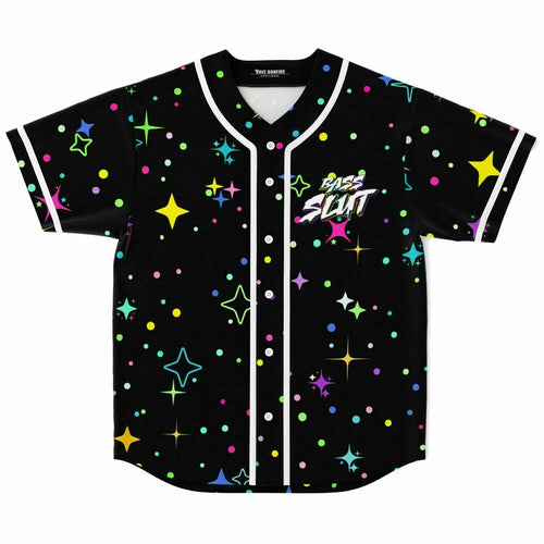 Black Scattered Colorful Rave Baseball Jersey