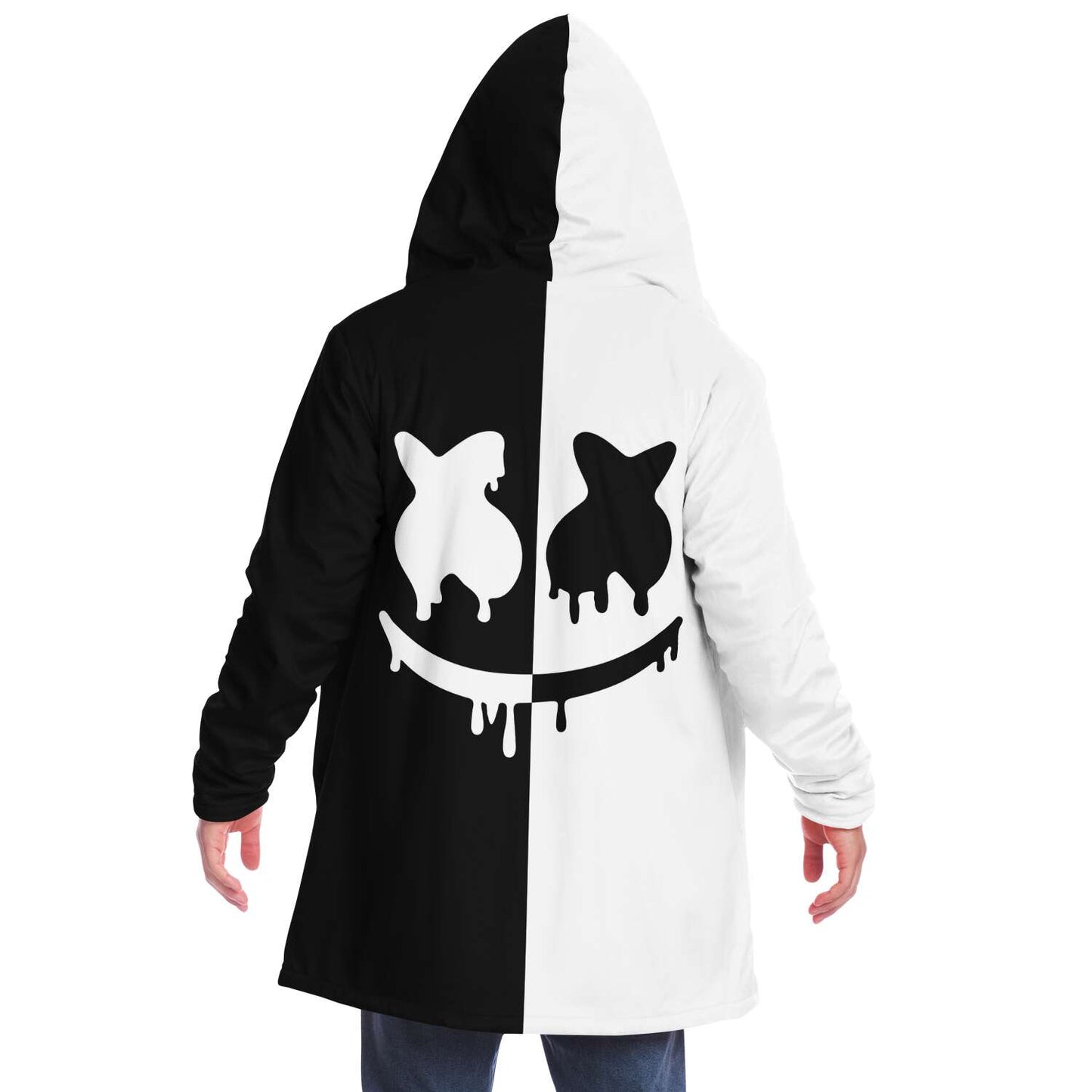 Marshmello Black White Dripping Smiley Rave Cloak