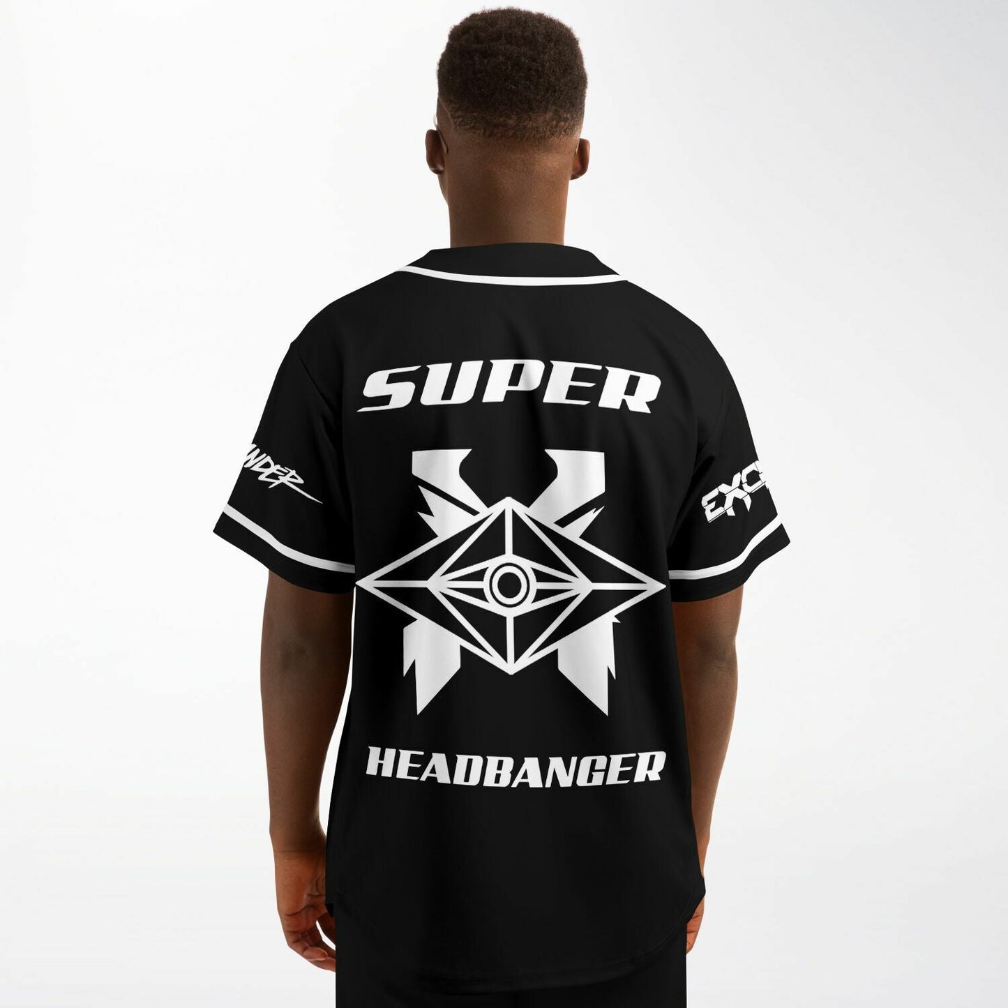 Excision Black Geometric Ornate Rave Baseball Jersey
