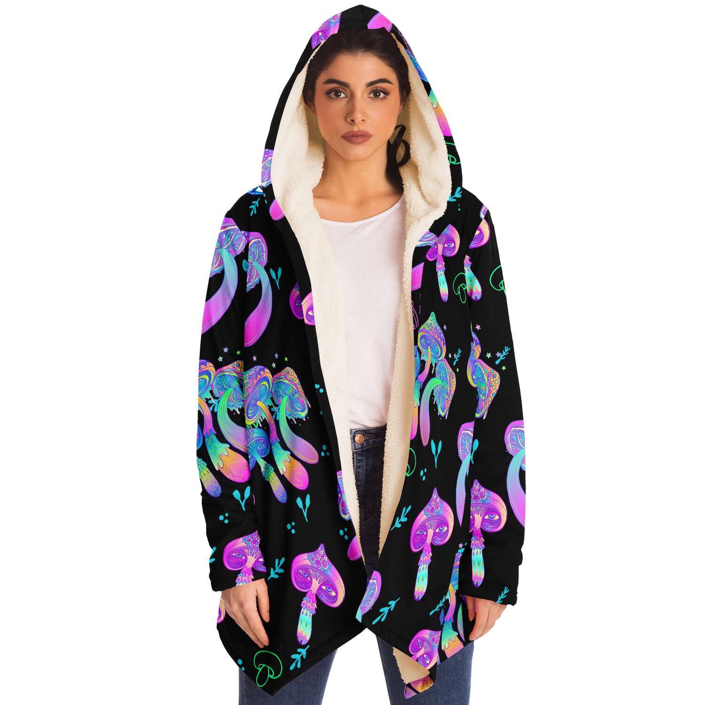 Black Glowing Psychedelic Rave Cloak