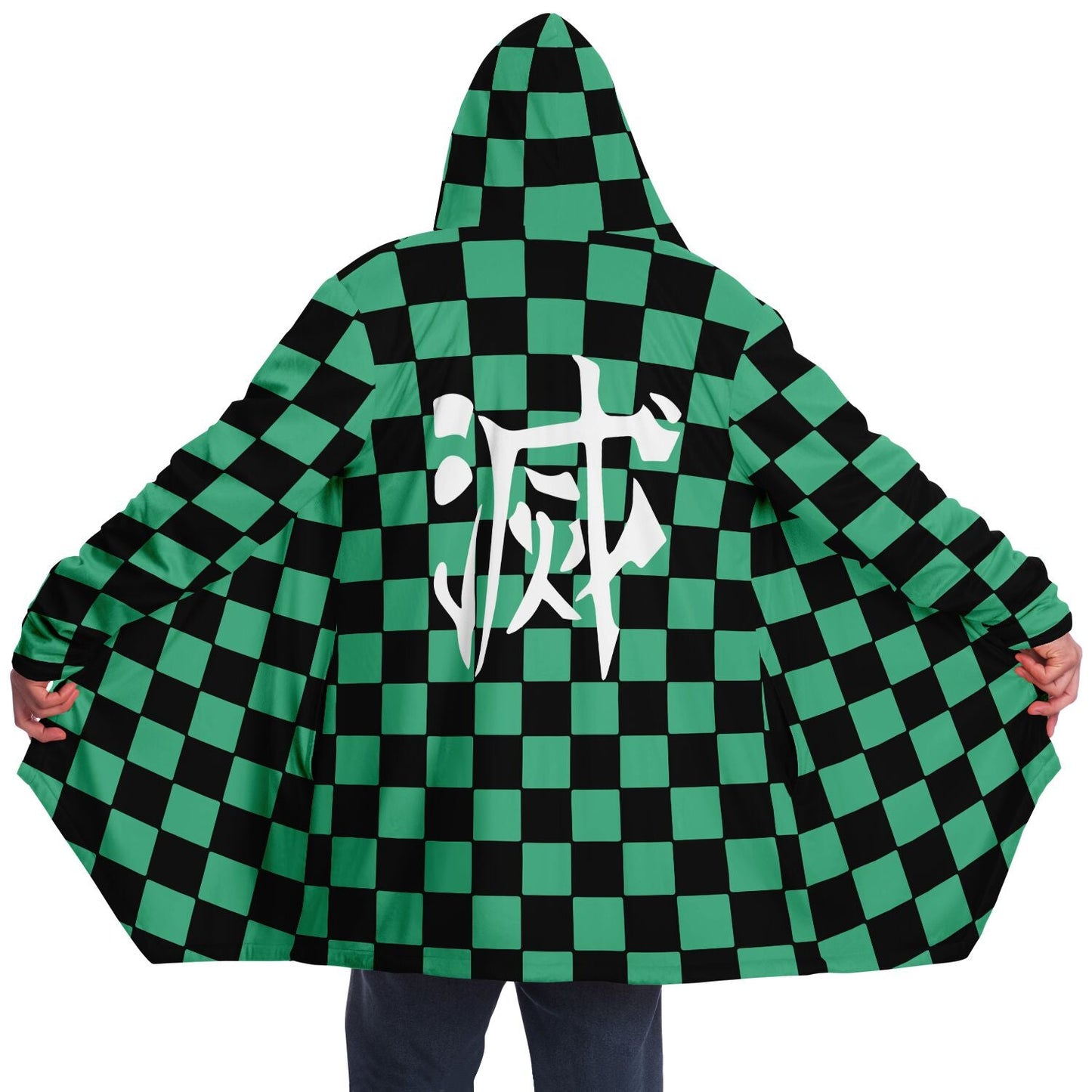 Teal Green Black Checkered Rave Cloak