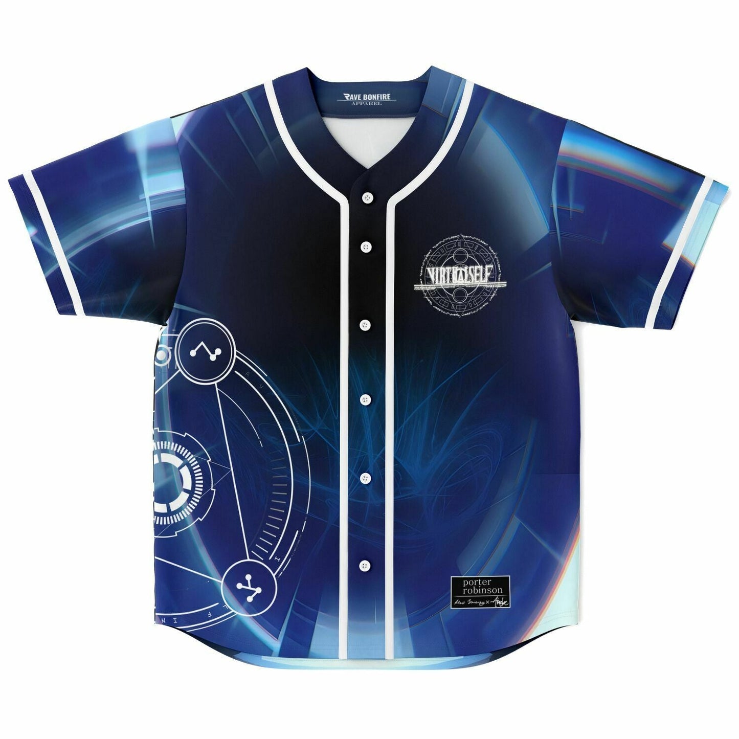 Virtual Self Deep Blue Sci Fi Rave Baseball Jersey