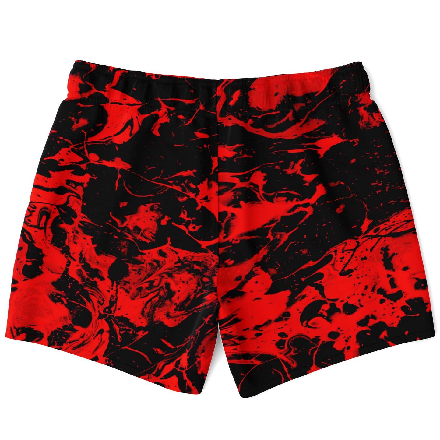 Red Black Abstract Liquid Rave Swim Trunks