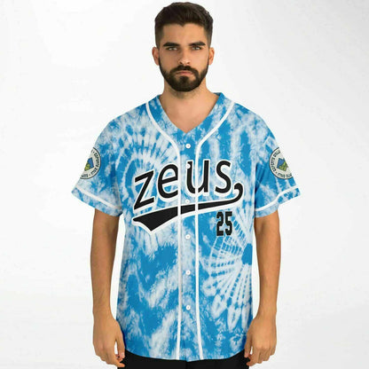 Sky Blue Spiral Tie Rave Baseball Jersey