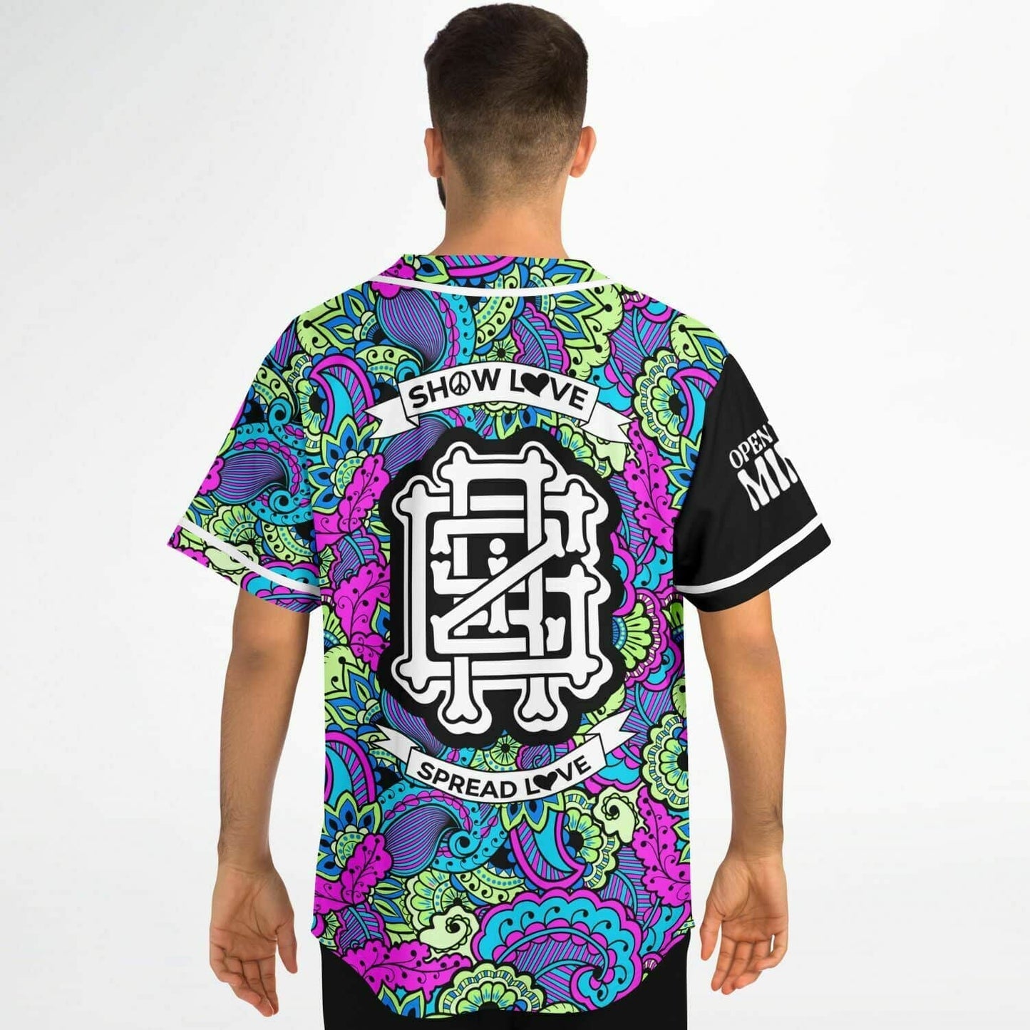 Big Gigantic Black Psychedelic Paisley Rave Baseball Jersey